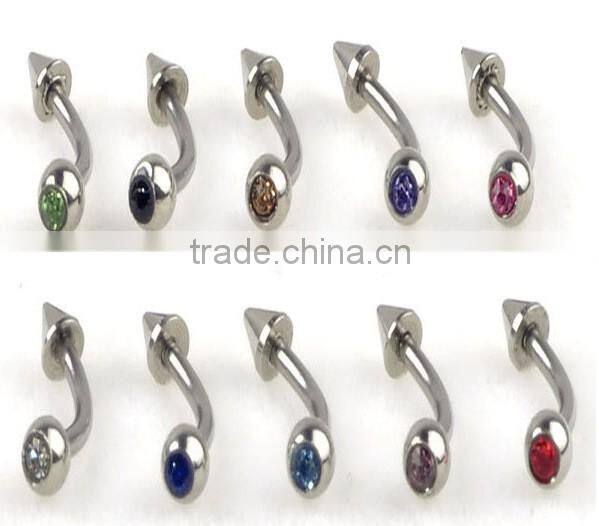 Hot Sale Cheap Lovely Anti-allergy 316L Stianless Steel Colorful Diamond Curve Nose Rings Body Piercing