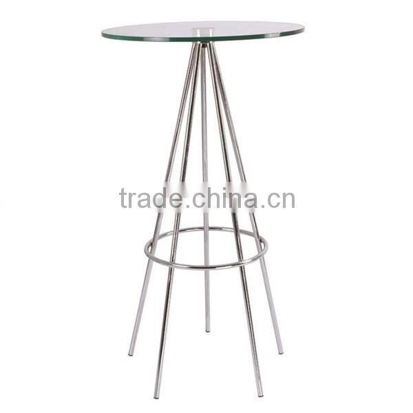 metal legs glass top bar table