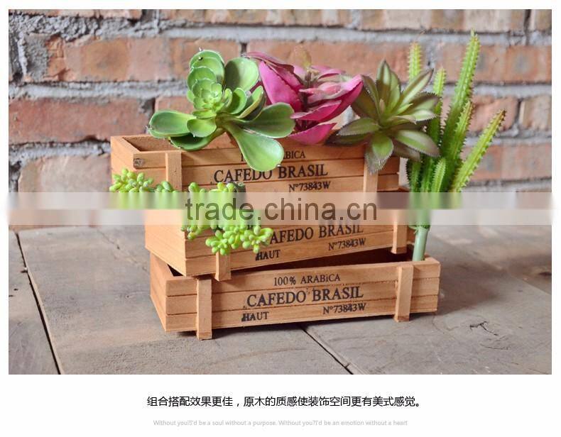 S/3 New Arrival Delicate Terracotta Wood Garden Rectangular Planter Box