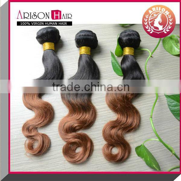 Hot sale fashion sexy 100% virgin brazilian 3 tone color ombre hair