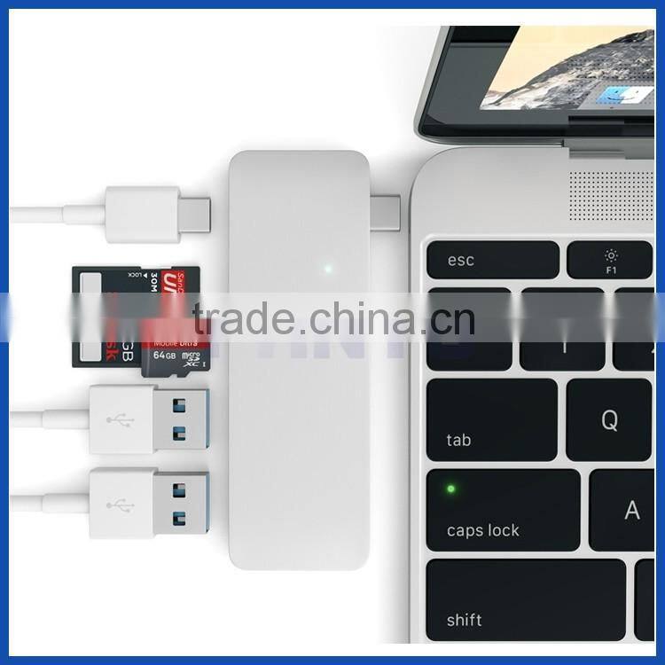 USB type C female to multi function PD function USB-C combo USB 3.0 hub with card reader adapter