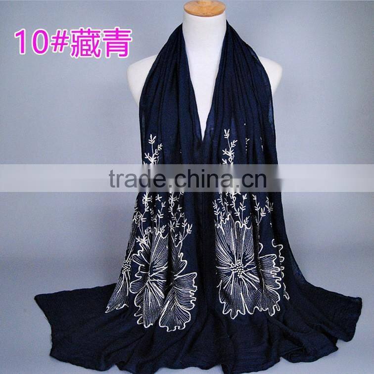 Latest Design Spring Korean Fashion Embroidery Floral Shawl Women Scarf