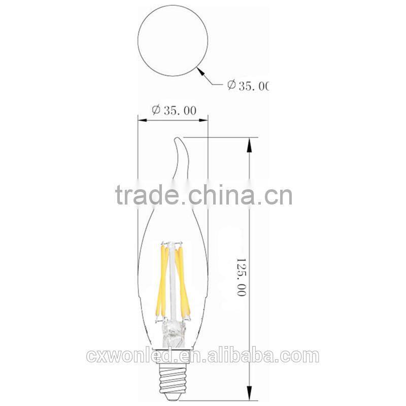 New wholesale products e14 filament bulb light 4w led candle bulb e14