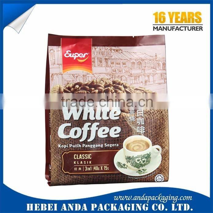 Gravure Printing Plastic Laminated Bag for White Coffee Packaging Hot Sale