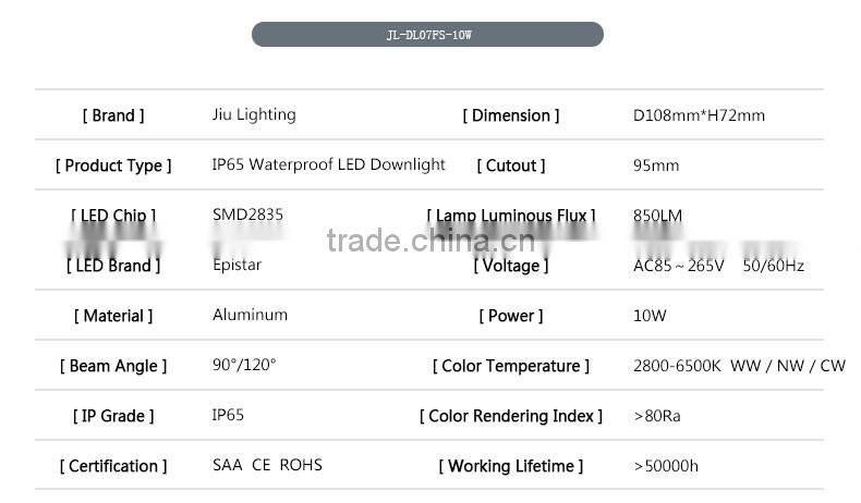 Dongguan 5W 9W SMD LED Down Light, IP65 Waterproof LED Down Light For Hotel, Bathroom, Ship, Steaming Room