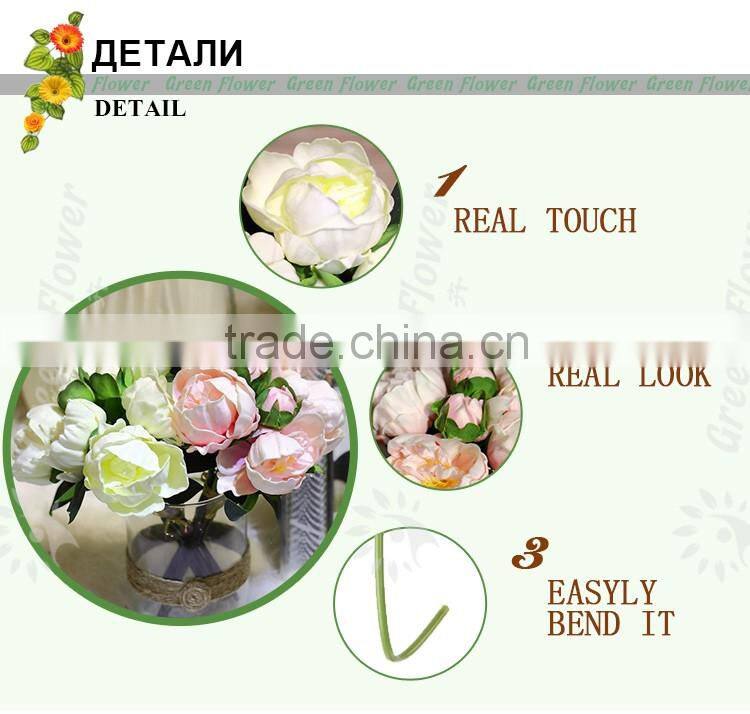 2016 Wholesale PU Latex Artificial Flowers Rose Real Touch peony fake flower