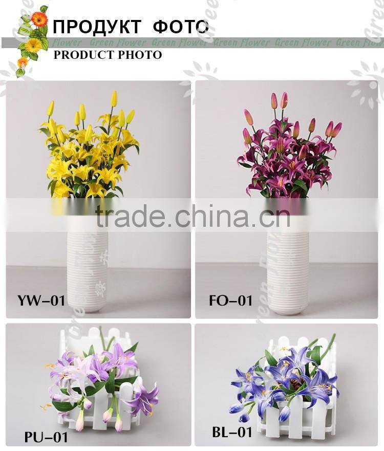 2016 Wholesale Four heads mini lily Artificial Flowers Real Touch Bouquet Wedding Bridal Home Declarative flowers