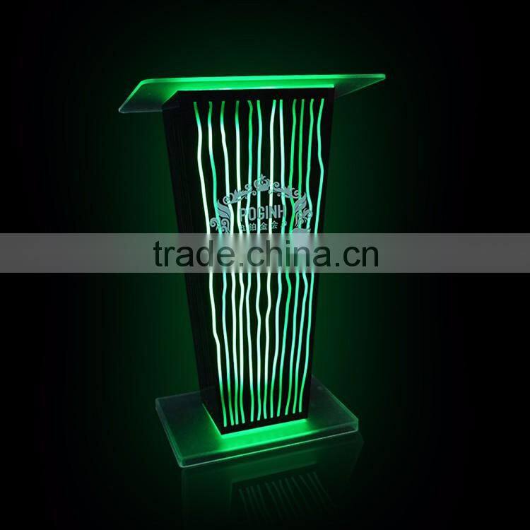 clear acrylic podium night bar table with LED light, night bar DJ facade