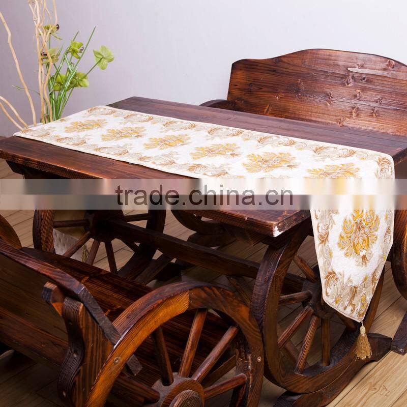 Plus ladder flower hemstitch white linen table runner