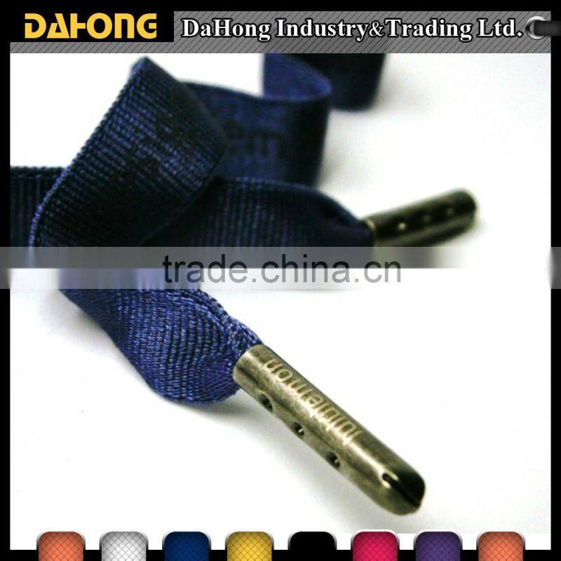 plain navy color polyester strap metal tips drawstring