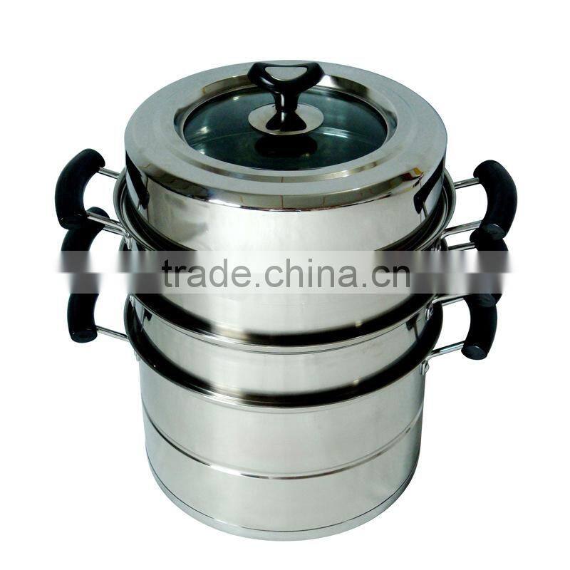 multi-layer stainless steel dim sum steamer cooking pot with glass lid as seen on tv