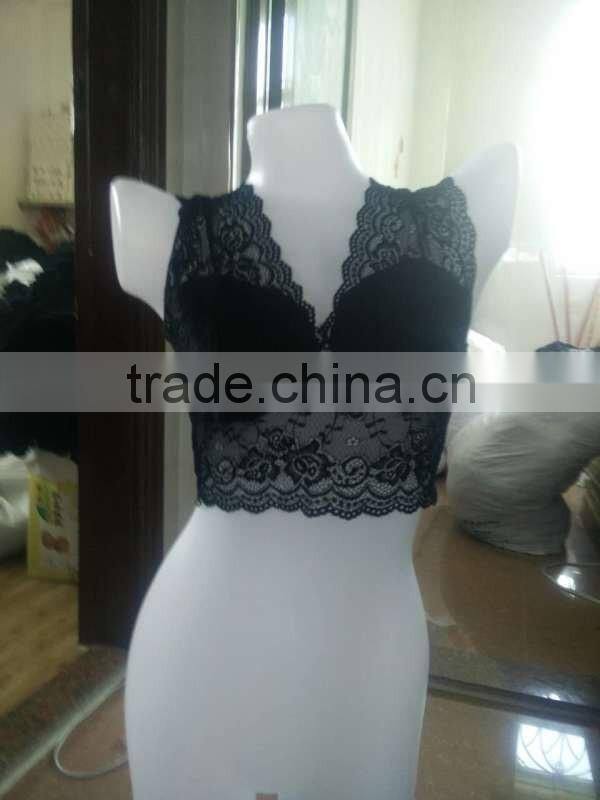 cheapest price factory transparent black women lace camisloe bra