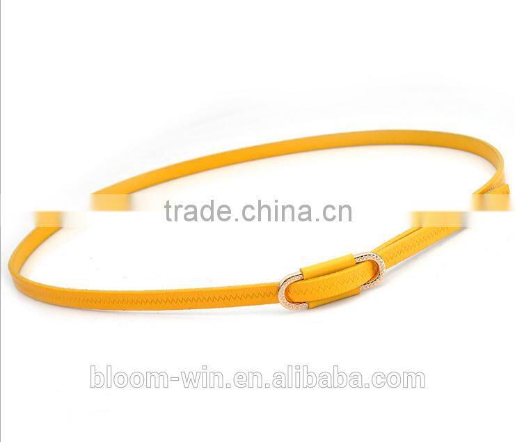 Fashion PU belt with stone attached buckle in 1cm width