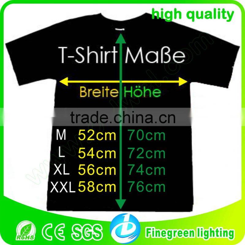 cotton t shirt with el pattern panel dynamic flashing el panel for t shirt