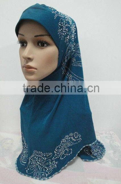 H123 new design one piece muslim hijab with rhinesones