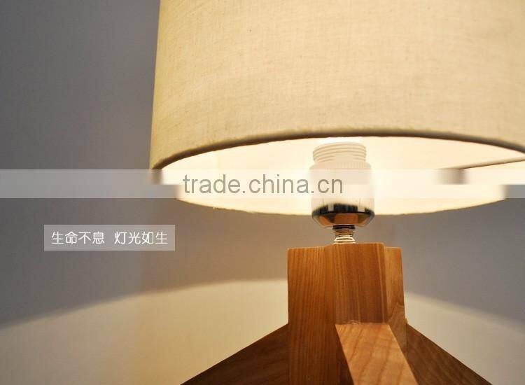 2016 new solid wood table lamp, natural color table lamp fabric shade table lamp