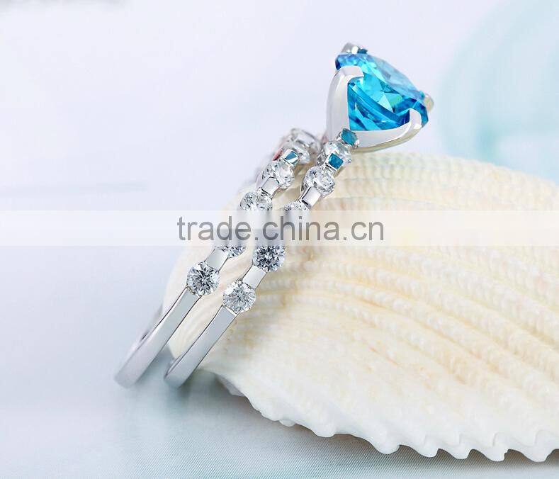 High quality blue crystal ring made with yumei
