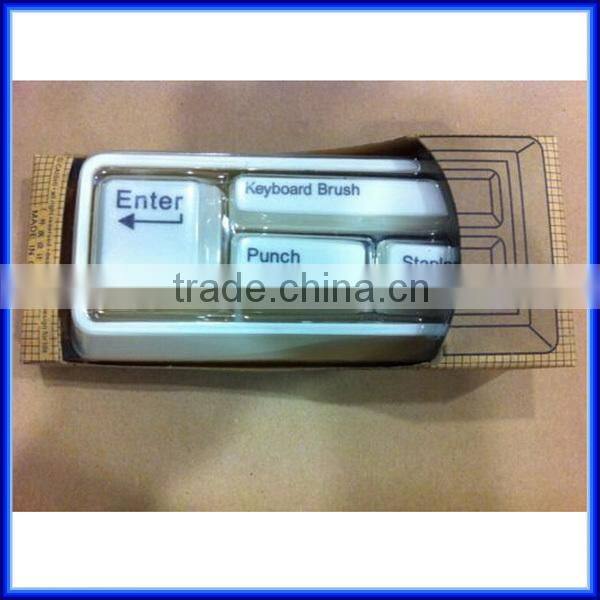 Multi purpose office Keyboard Stationery with brush stapler paper punch, school desk drawer organizer keyboard stationery