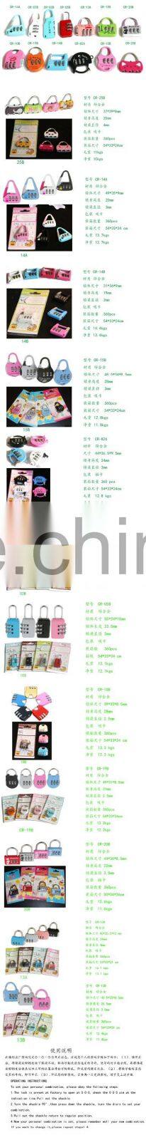 High quality fashion mini security combination lock suitcase bag combination lock