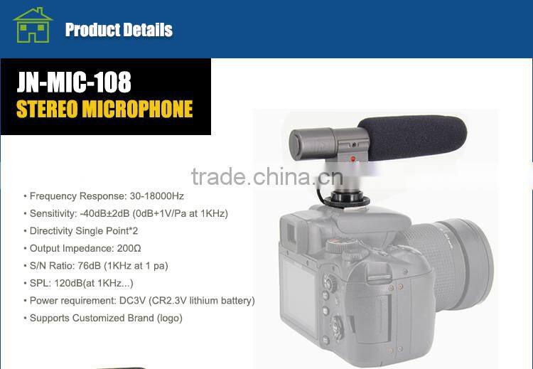 JN-MIC-108 DV Stereo MIC Microphone for Sony Video Camcorder Camera DSLR