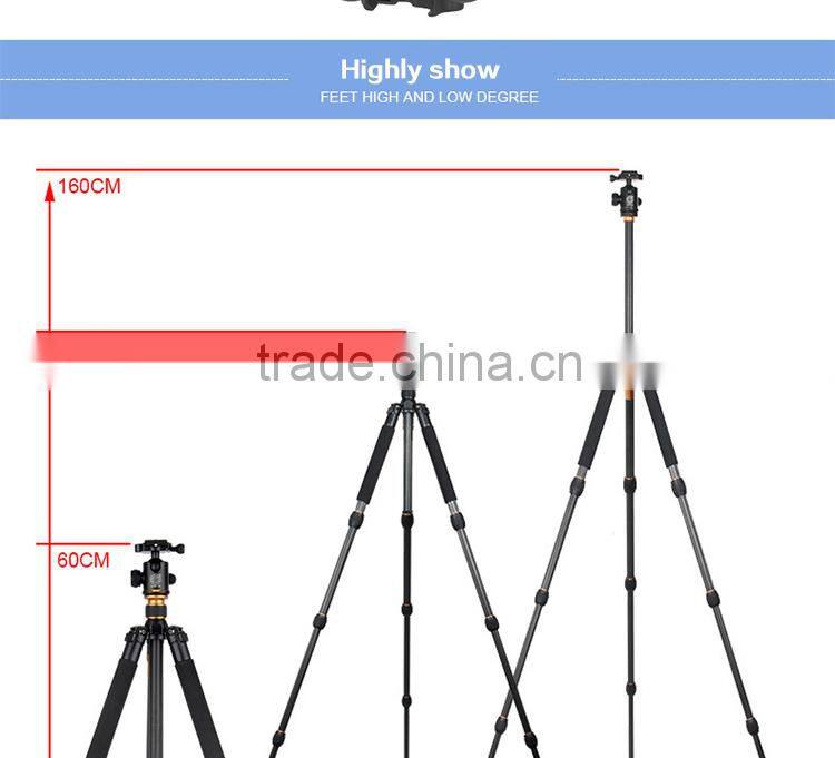 Q476 quality assurance DSLR camera tripod , carbon fiber tripod stand with twist lock and ball head