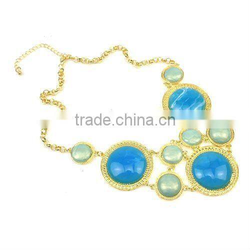 Luxurious blue stone embedded choker necklace, gold tone necklace