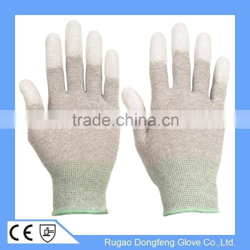 HPPE Fiber Dotted Glove with Nitrile Tips Level 3 Cut Resistant PU Finger Gloves