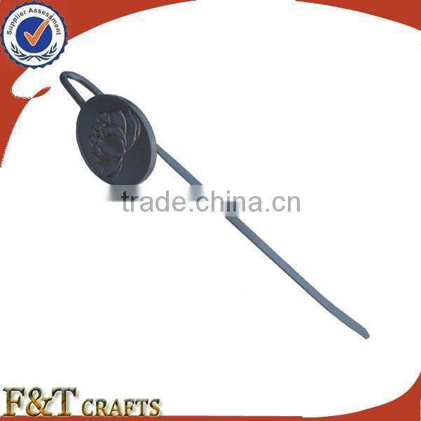 Custom long needle souvenir metal bookmark with hanging charm