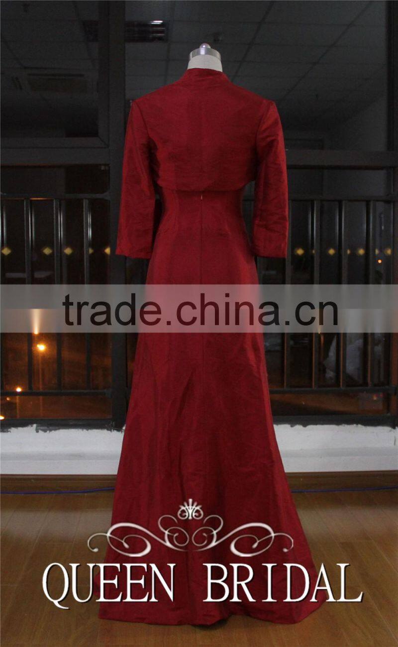 Real Works Wine Red Evening Dresses China with Detachable Cape 2015