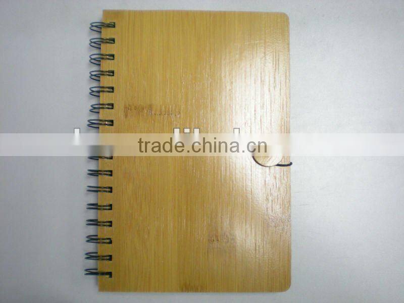New design spiral bamboo jotter with elastic closure