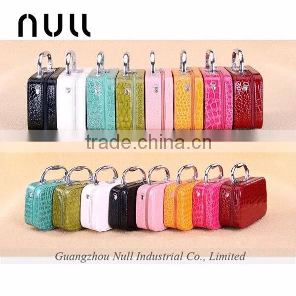 Wholesale promotional small beauty clear leather travel cosmetic bag
