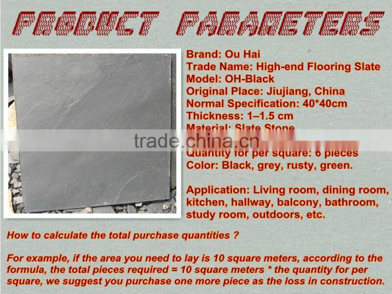Constructional house decorative black flooring tiles material black slate paving stone