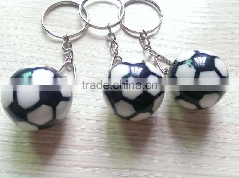 hard resin material football keychain /soccer ball key chain/ ball key ring
