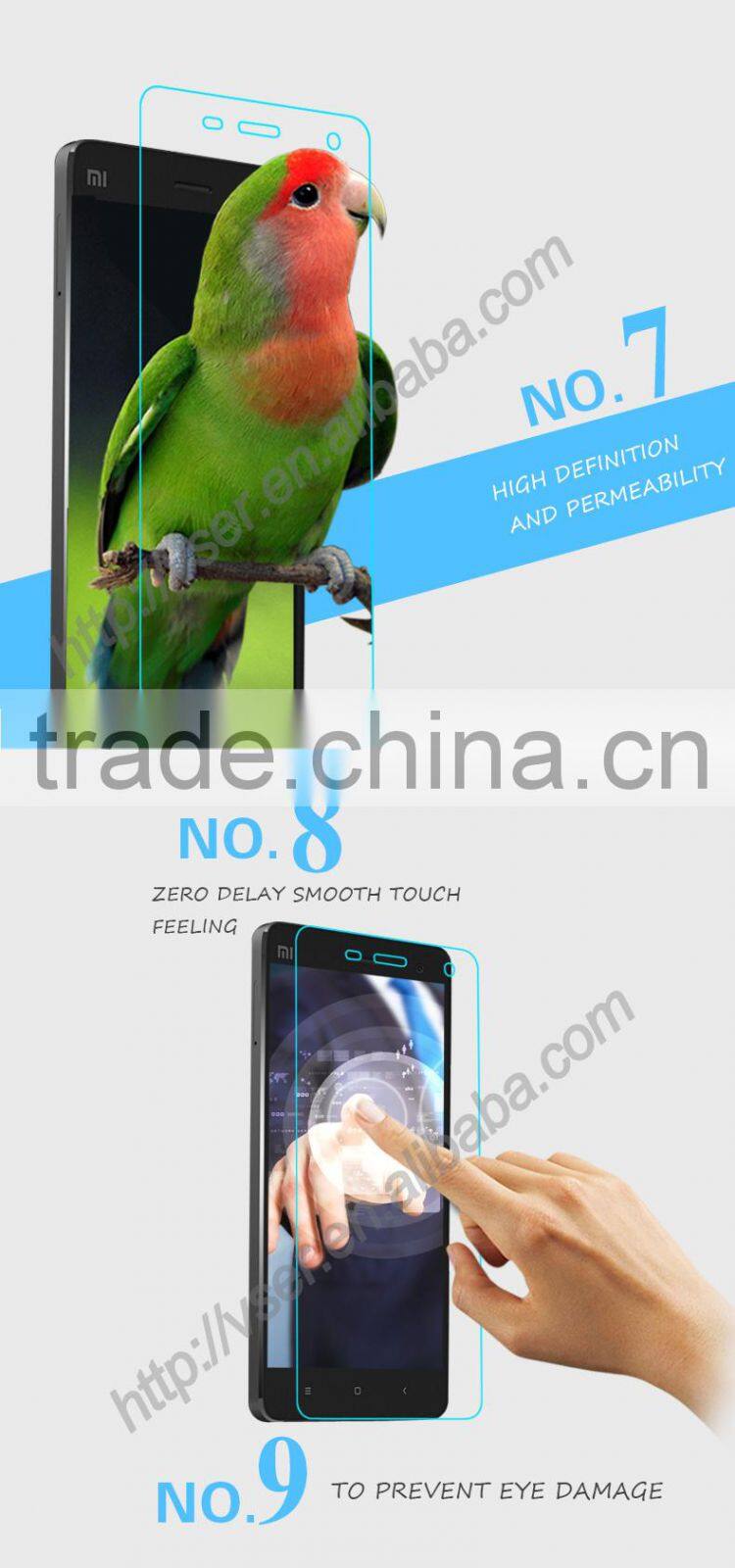 cellphone screen protector factory premium tempered glass for red mi 2