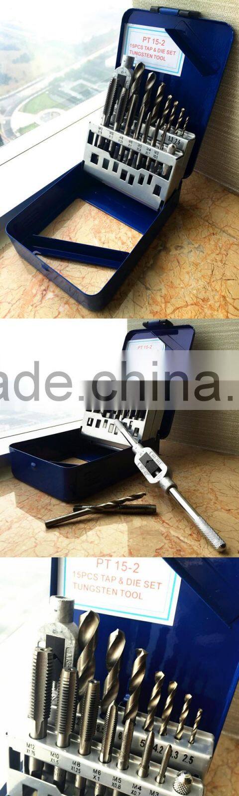 15 Pieces New Fashion Tap and Drill Handing Tools Set Mechanical Engineering Tool Kit
