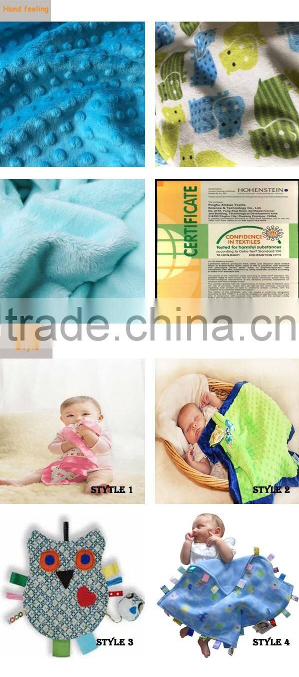 2016 ABC TEX Products Sea Horse Design Minky and Cotton Baby Tag Blanket