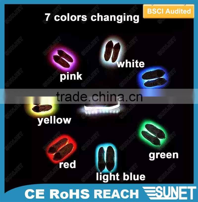 SUNJET white PU USB charge led kids shoes
