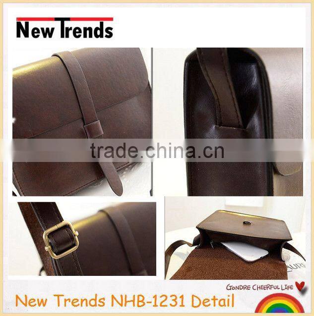 Chocolate colors plain PU simple ladies shoulder bags