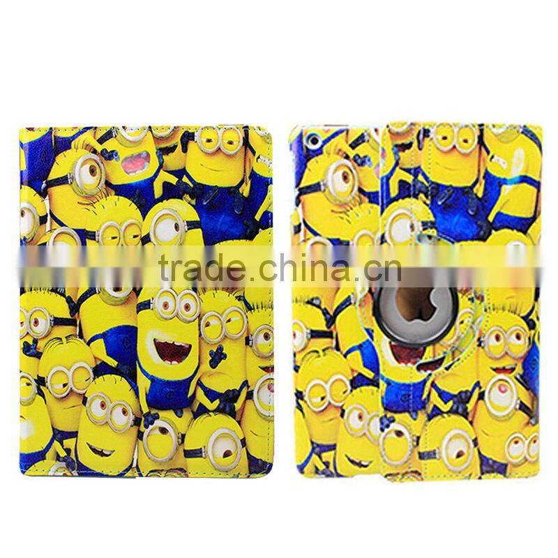 Cartoon Despicable Me Minions Rotation Case For iPad Air 2 iPad Air