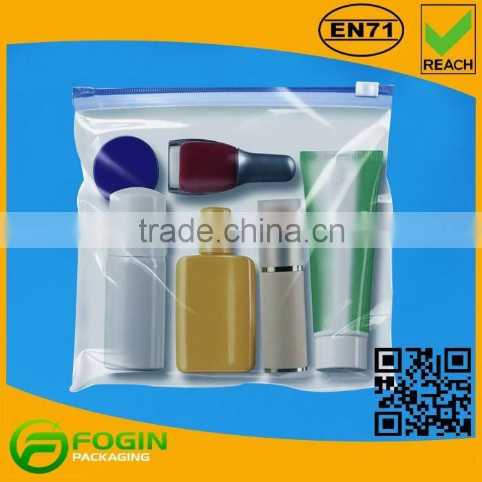 pvc cosmetic loop handle bag with button