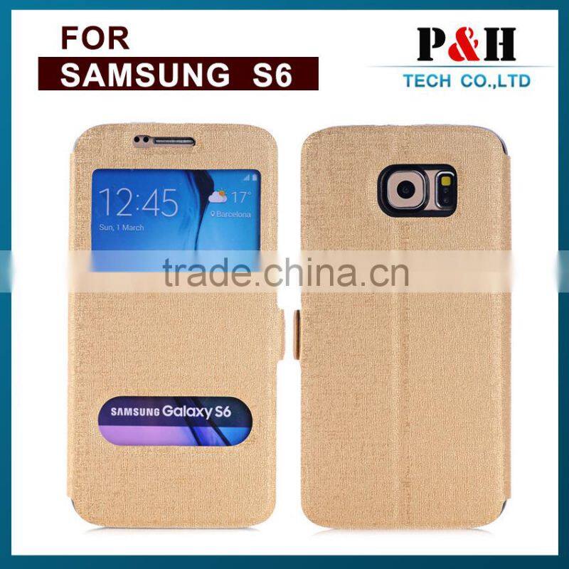 incoming call window leather case for Samsung Galaxy S6