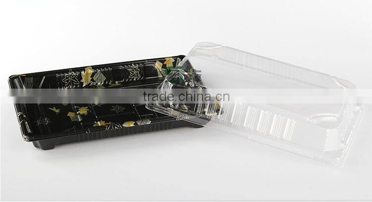 rectangular disposable sushi box with clear lid