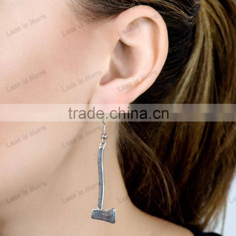 white gold hook Dangle Ax design Earrings