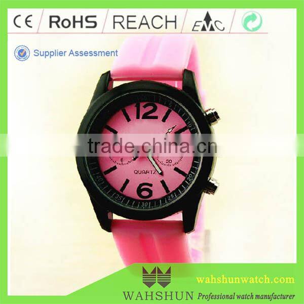 Fashion silicone band alloy promotion wristwatch stainless steel back cover