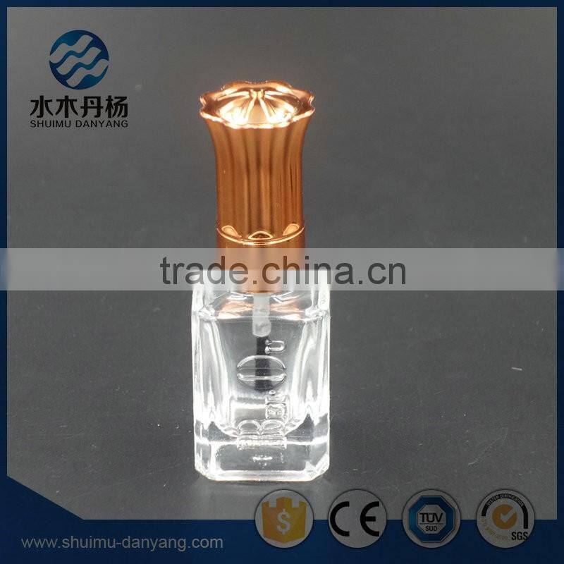 Luxury and square glass bottle with cap and brush sealing nail polish glass bottles