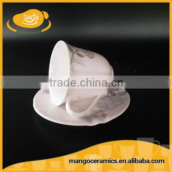 Modern fancy ceramic expresso coffee cup and saucer