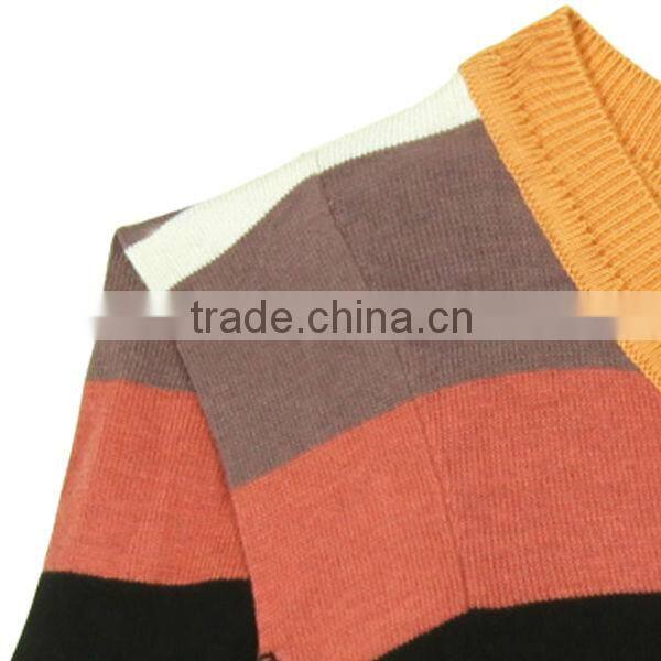 wool sweater long sleeve wide stripe round neck