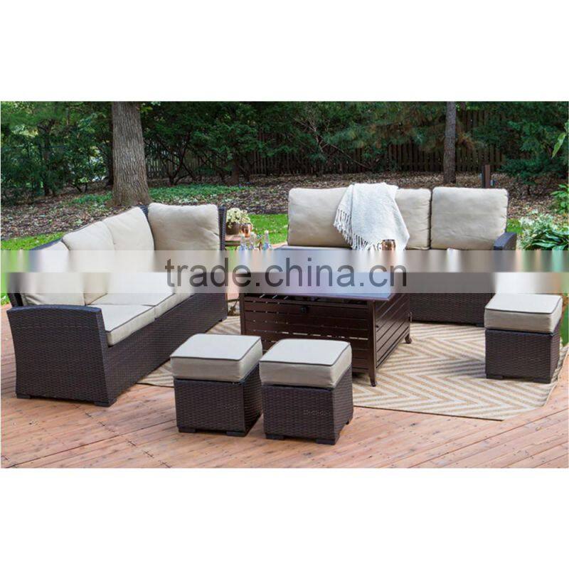 Classic style L shape outdoor rattan sofa with waterproof cushion