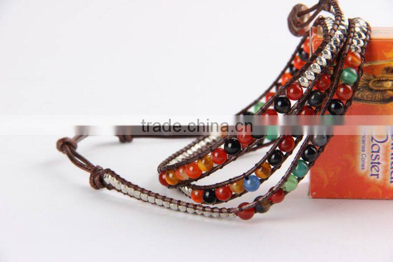 Wholesale Multi-layer Wrap Leather Bracelets & Bangles Fashion POP Jewelry 75cm Free Shipping!