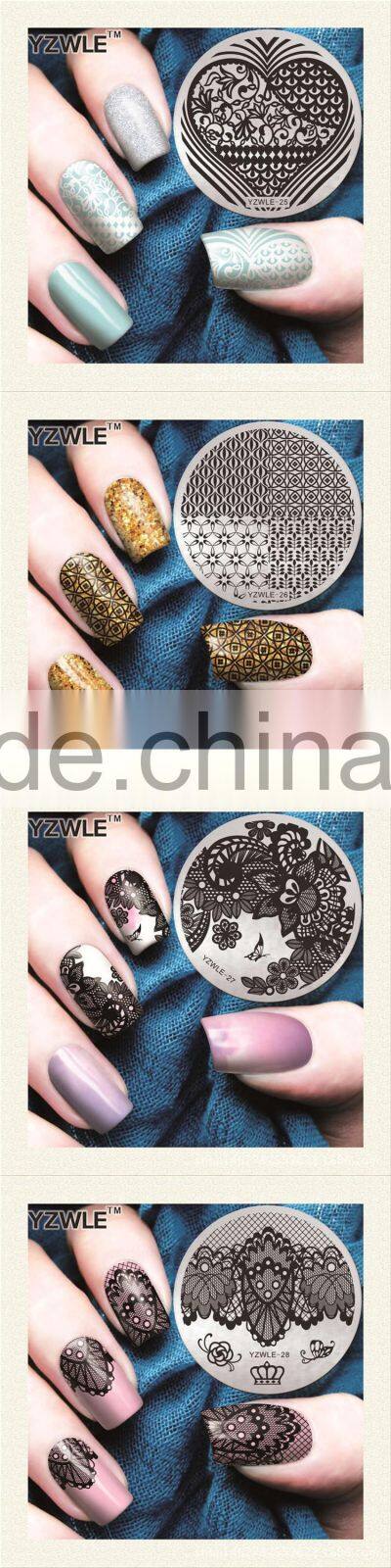 2016 Factory outlets Nail Art Stamping Plates DIY NEW Stainless Steel Handle Flower Stencils Templates for Nails Polish